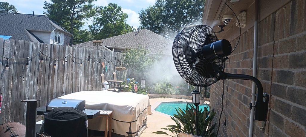 Misting Fan System - Outdoor Fan 18 Inch Oscillating - High Pressure - With Stainless Steel Ring