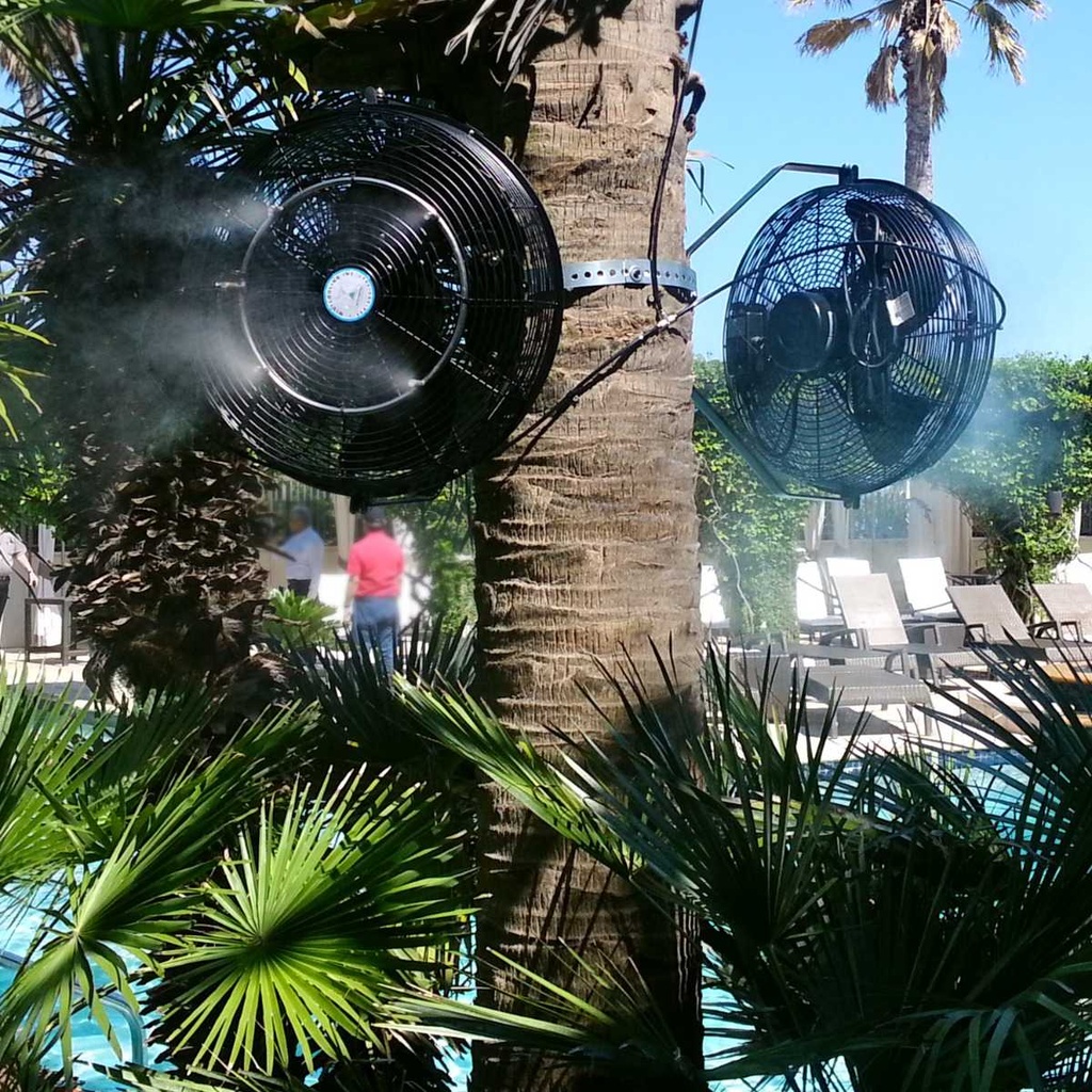 Misting Fan System - Outdoor Fan 18 Inch - High Pressure - With Stainless Steel Ring - Non Oscillating Outdoor Fan