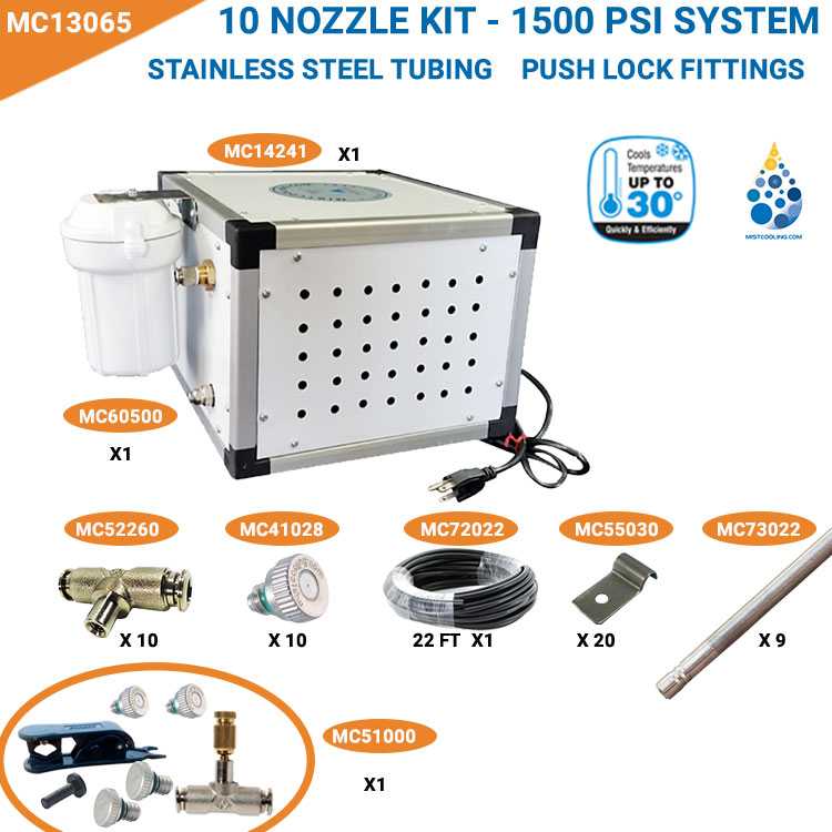 MC13065 1500 PSI Standard Misting Package - Stainless Steel Tubing - Smartphone Controller