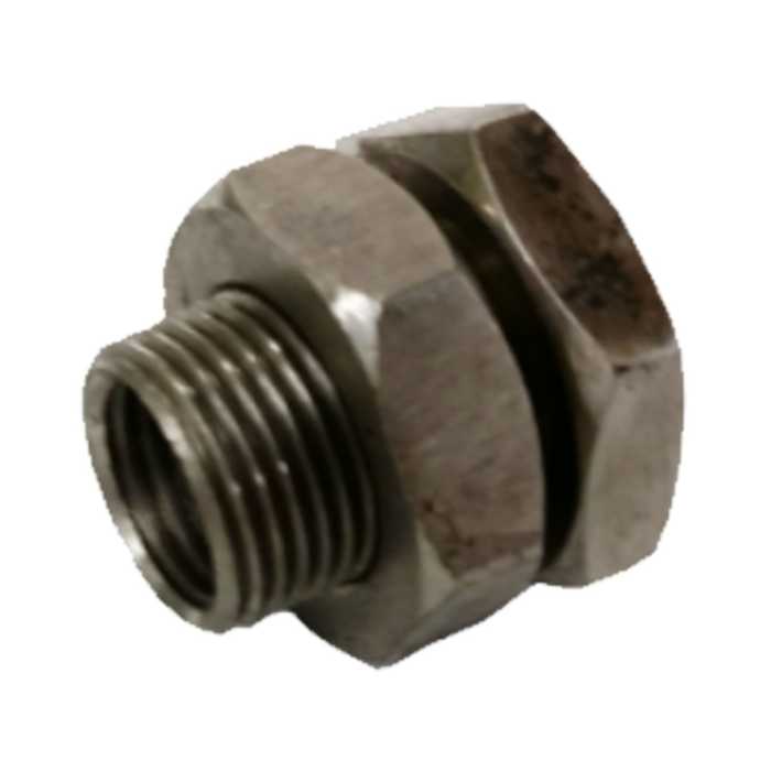 Bulkhead for Misting Pump - Bulkhead 3/8" Male x 1/4" Female x 1/8" Female NPT - Stainless Steel