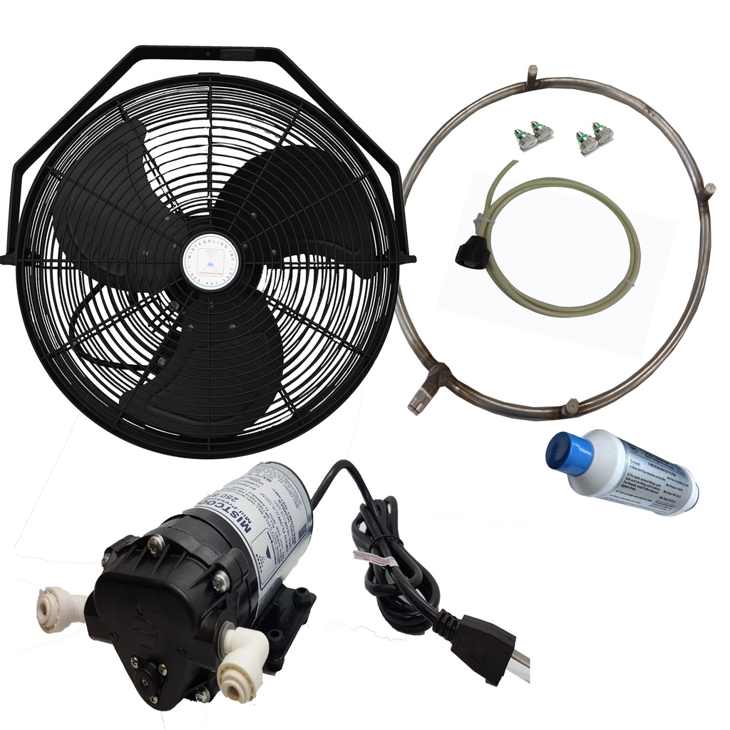 Patio Mister Fan - 18 Inch Black - with 200 PSI Pump