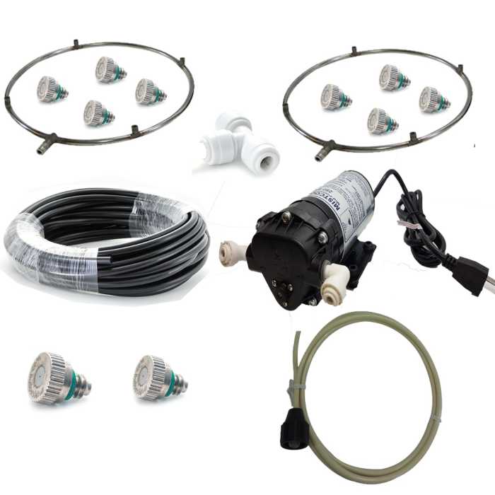 Mist Fan Kit - Stainless Steel Fan Rings - Misting Pump