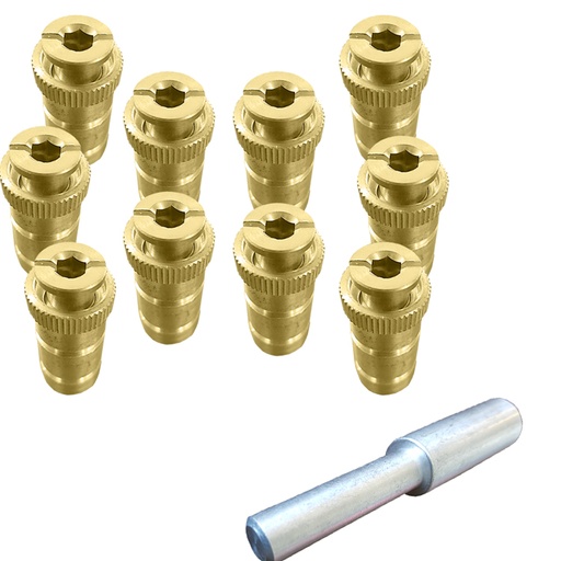 [MC15081] Brass Pool Cover Anchor Two Groove  (10 Pcs) + Tamping Tools Aluminum (1 Pcs)